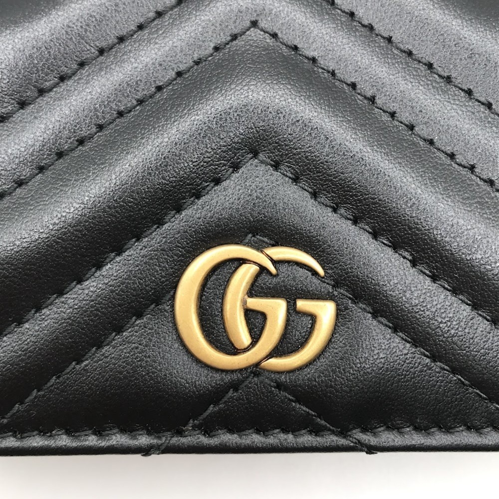 GUCCI GG Marmont Double GG Wallet Bi fold Black - Picture 9 of 12